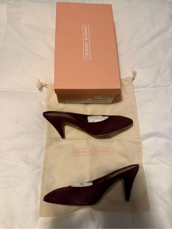 Mansur Gavriel Shoes - Mansur Gavriel Suede Almond-Toe Heel Mules